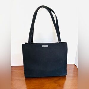 Kate Spade New York Sam Handbag Black Nylon Box Bag Double Handle Purse Y2K